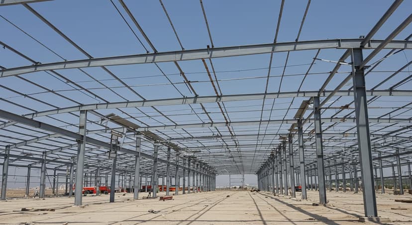Sincan OSB'de çelik konstrüksiyon depo montajı sırasında çelik iskelet ve çatı makası kurulumu