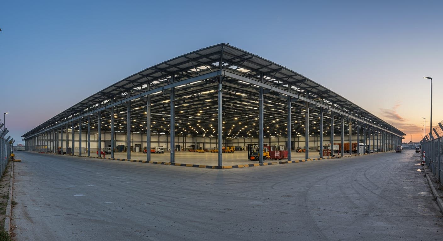 Sincan OSB Ankara'da büyük açıklıklı endüstriyel çelik yapı ve depo hangar